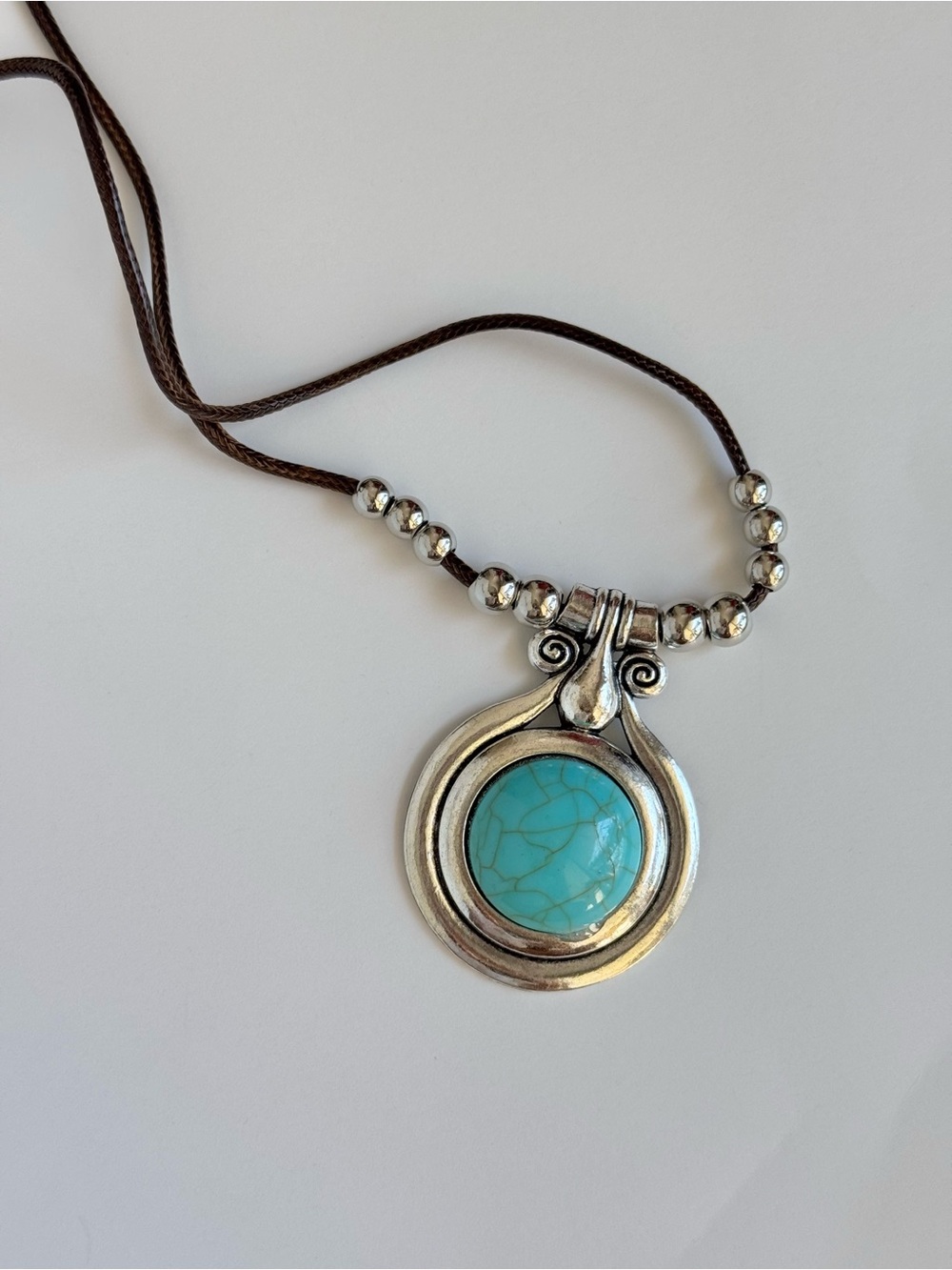 Boho Turquoise Stone Pendant Necklace Y2K Whimsigoth